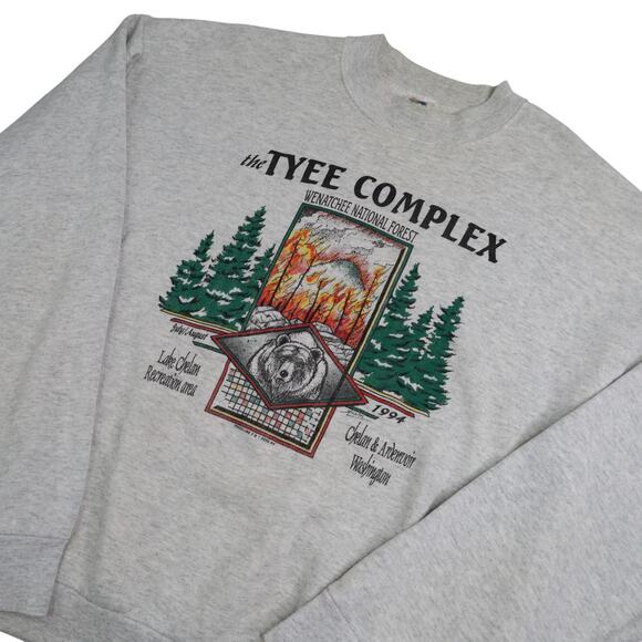 Vintage 1994 Wenatchee National Forest Tyee Complex Fire Sweatshirt - Picture 2 of 8